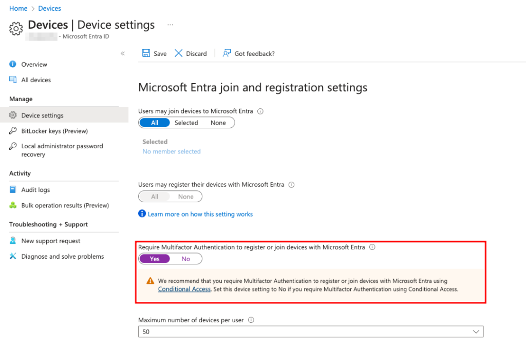 Turning on Require MFA