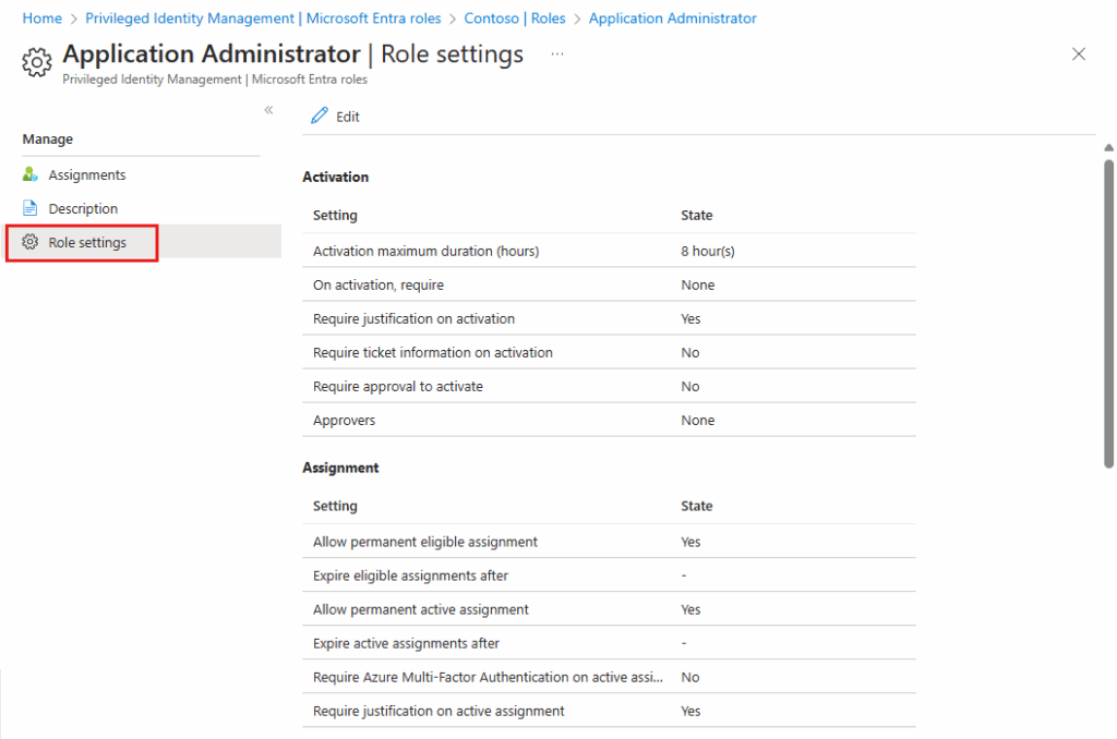 Configuring role settings in PIM (source)