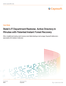 State's IT Department Restores Active Directory in Minutes with Patented Instant Forest Recovery