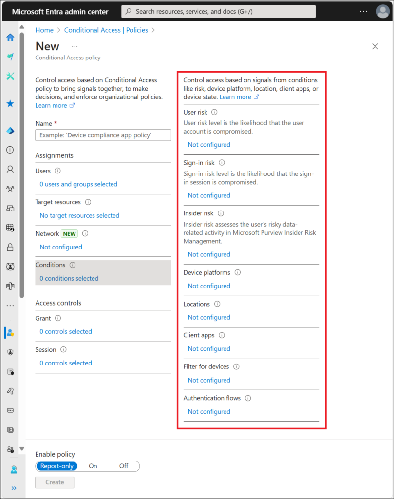 Conditional access conditions configuration (Source)