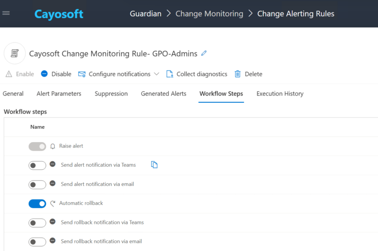 Cayosoft Guardian Auto rollback of Protected Groups (GPO-Admins)