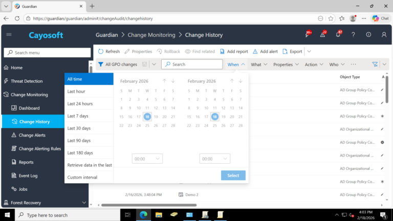 Centralized History for Recovery