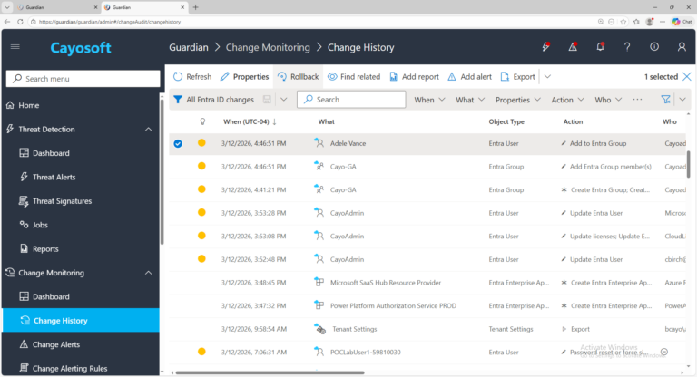 Cayosoft Guardian easily rolls back unwanted changes with a single click to help improve Intune security.