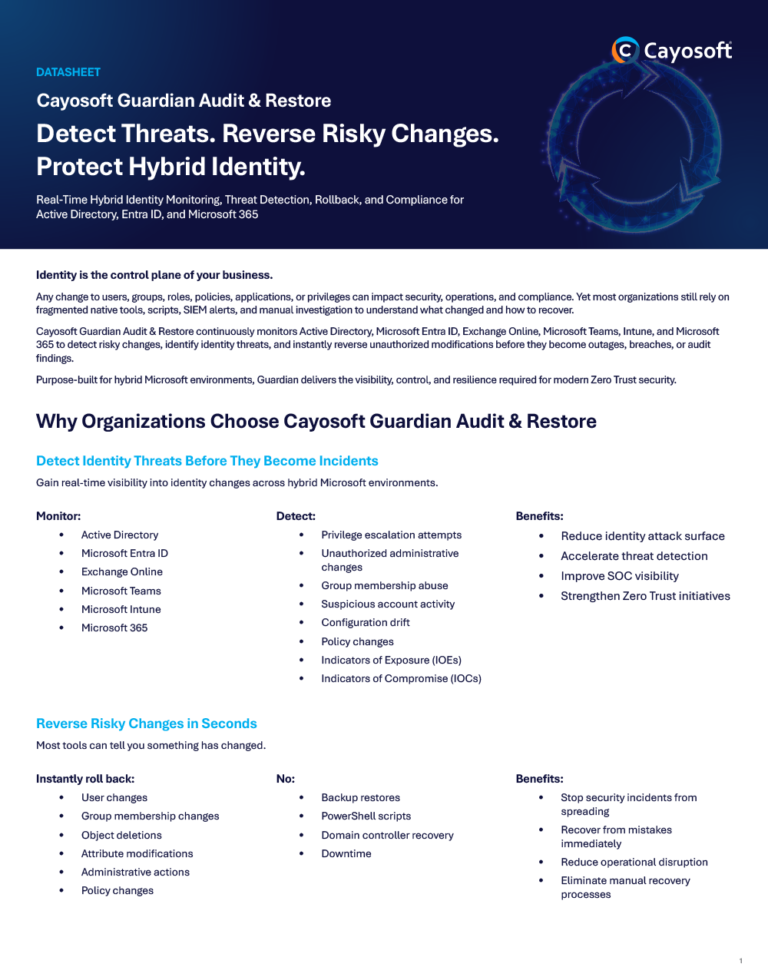 Cayosoft Guardian Audit & Restore™