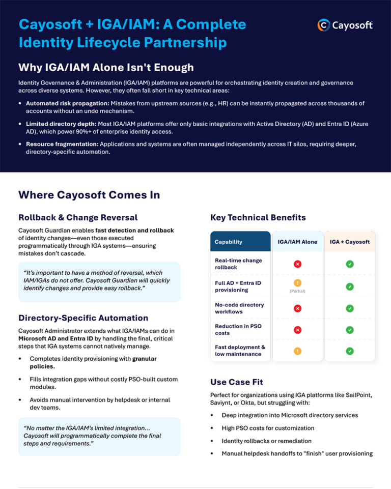 Cayosoft IGA/IAM: A Complete Identity Lifecycle Partnership