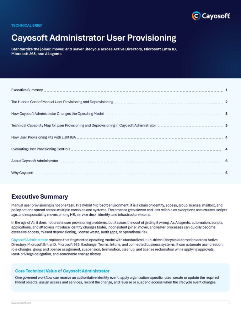 Cayosoft Administrator User Provisioning