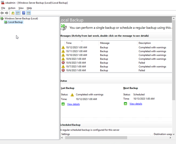 Windows Server Backup Module