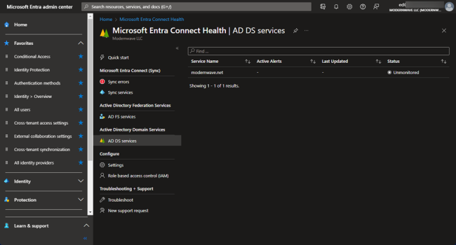 Microsoft’s Entra Connect Admin console