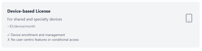 Device-based license pricing and features