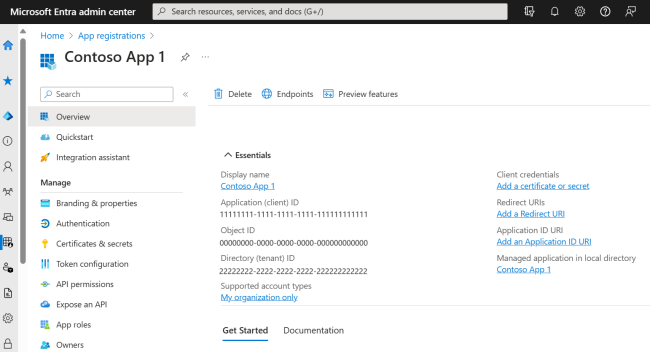 An example app registration which contains the client and tenant IDs (source) An example app registration which contains the client and tenant IDs (source)