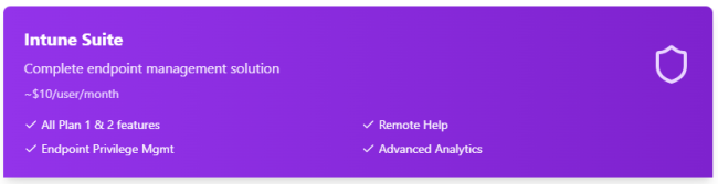 Intune Suite pricing and features