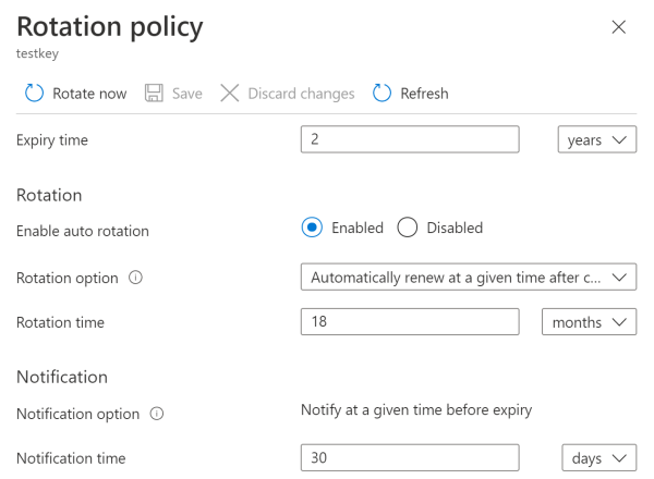Example rotation policy for keys in Microsoft Azure (source)
