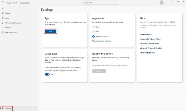 Syncing a device manually in Microsoft Intune.