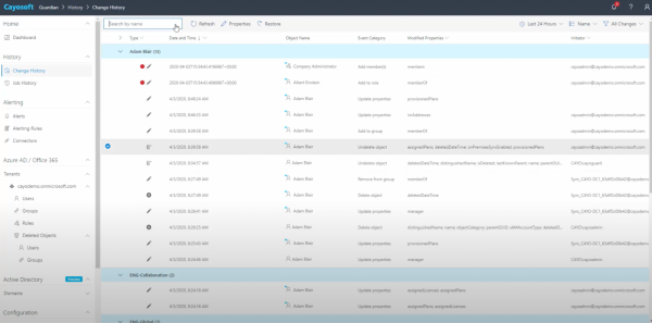 Example of Cayosoft Guardian’s logging and auditing system (Source) Example of Cayosoft Guardian’s logging and auditing system (Source)