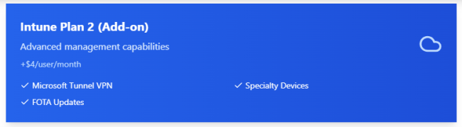 Intune Plan 2 pricing and features