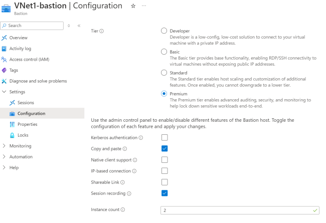 Session recording provided by Azure Bastion (source)